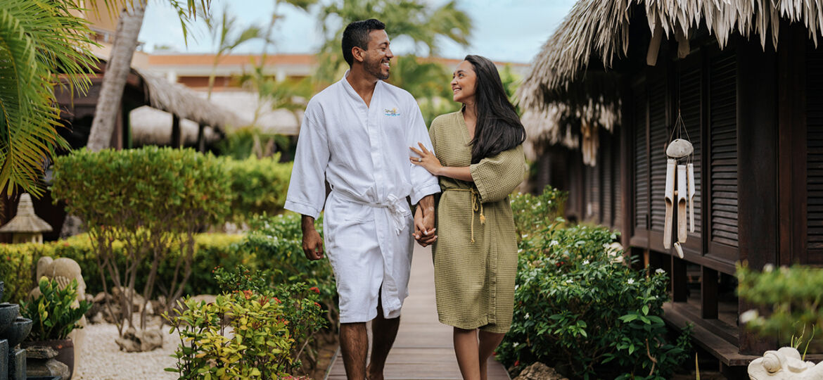 Couple Walking Around the Spa