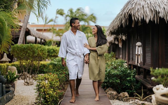 Couple Walking Around the Spa